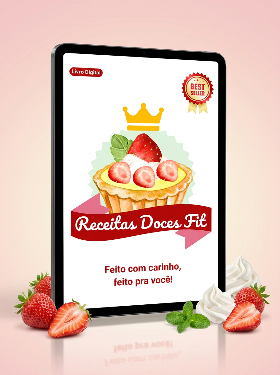 E-book Receitas Doces Fit no tablet e celular