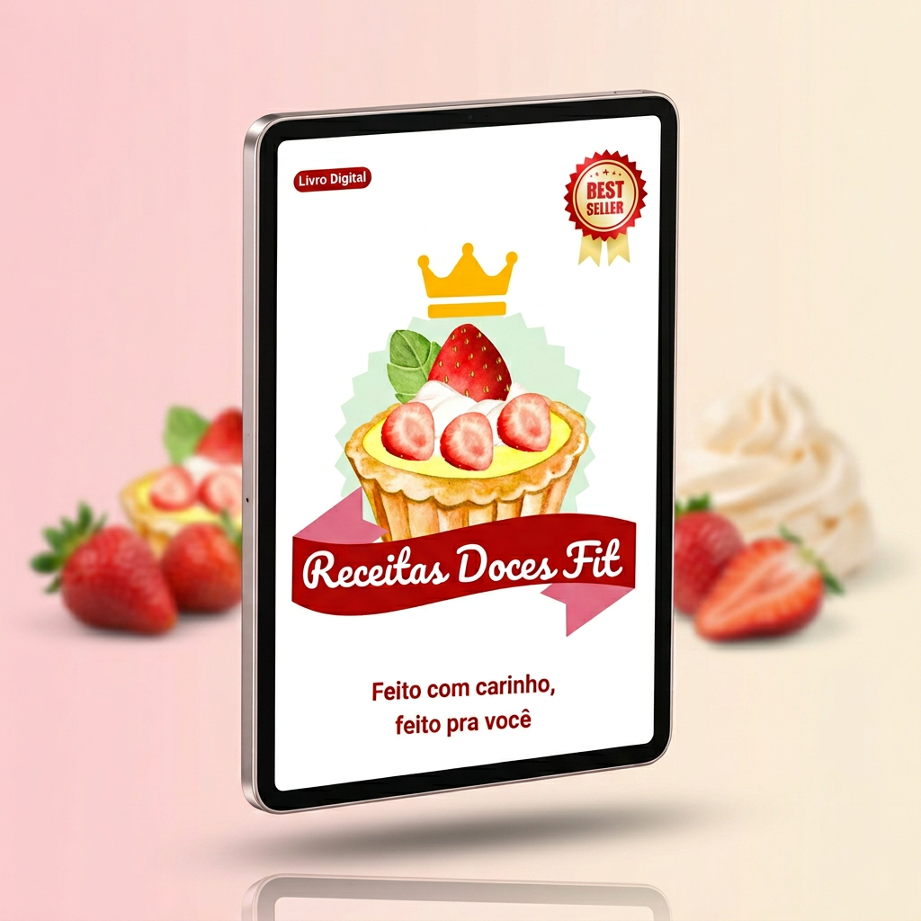 E-book Receitas Doces Fit no tablet e celular